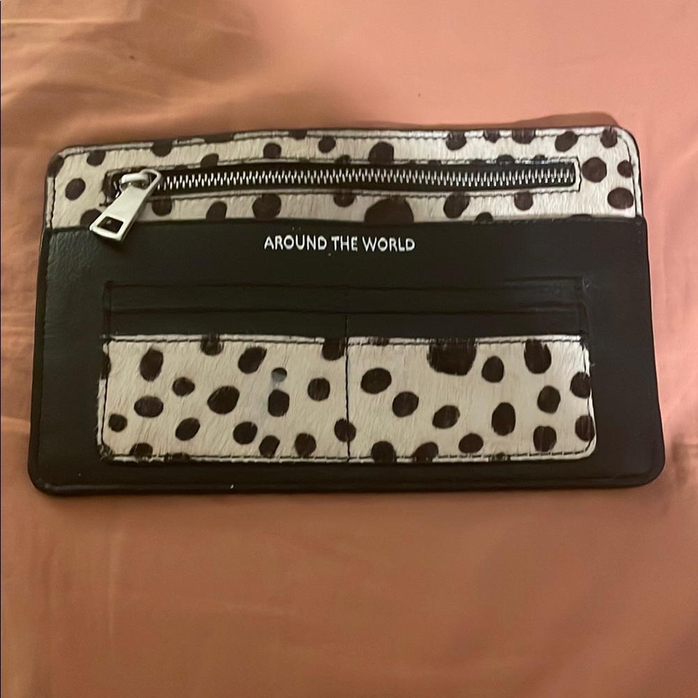 Black and White Polka Faux Fur Dot  Travel Wallet